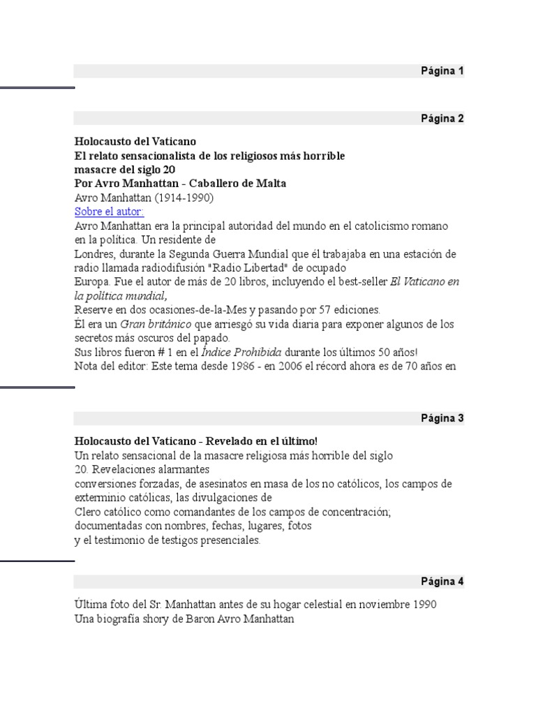 El Holocausto Del Vaticano Traducido Al Espanolpdf - 