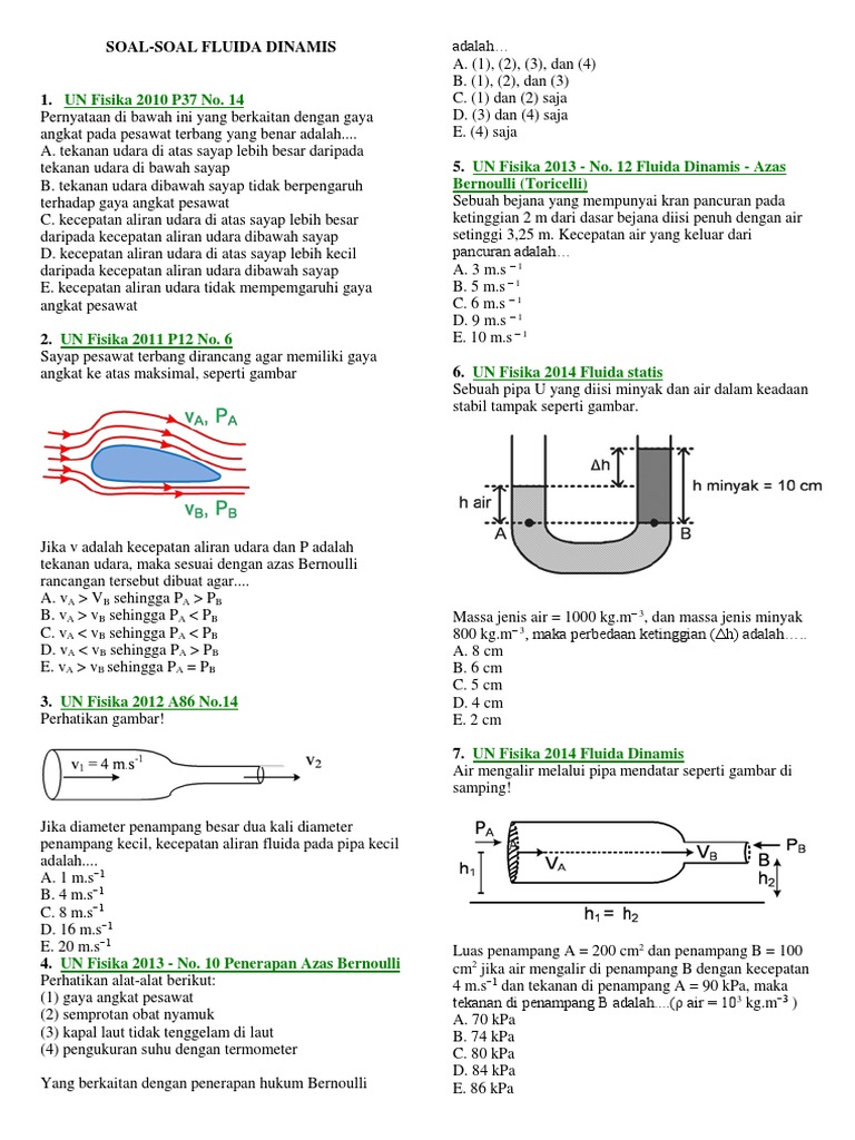 Soal Un Fluida Dinamis Kls 11