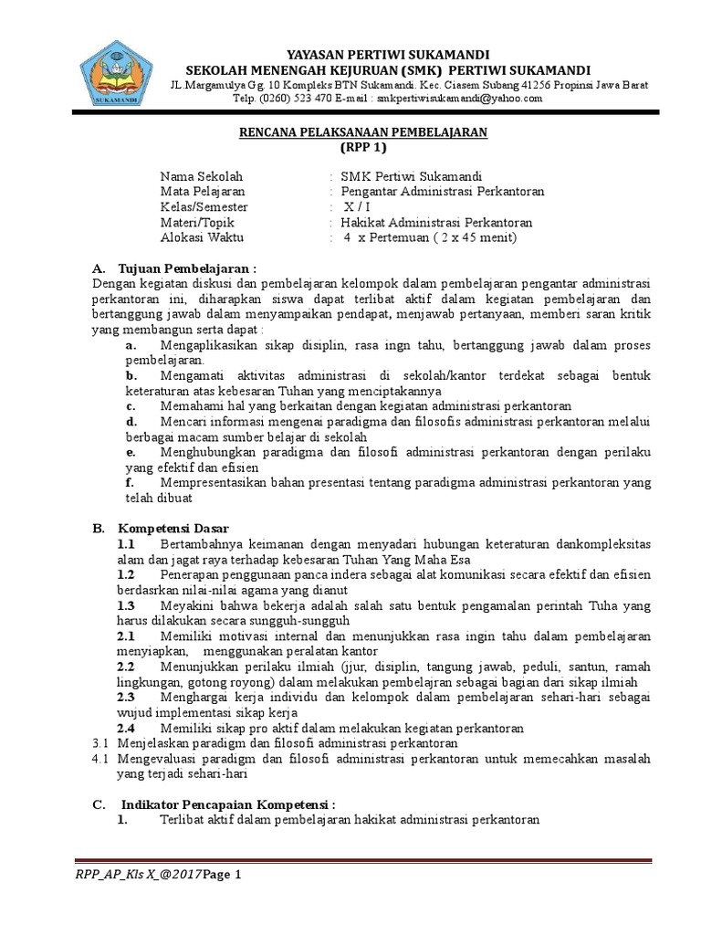 Materi Administrasi Perkantoran Kelas 10 Semester 2 Guru Galeri