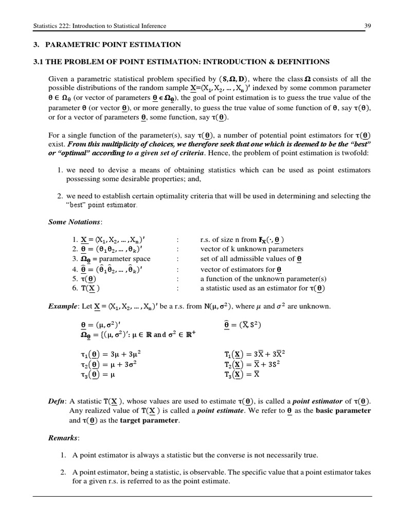 Point Estimation and Sufficiency in Stat 222 | PDF | Estimator | Bias ...
