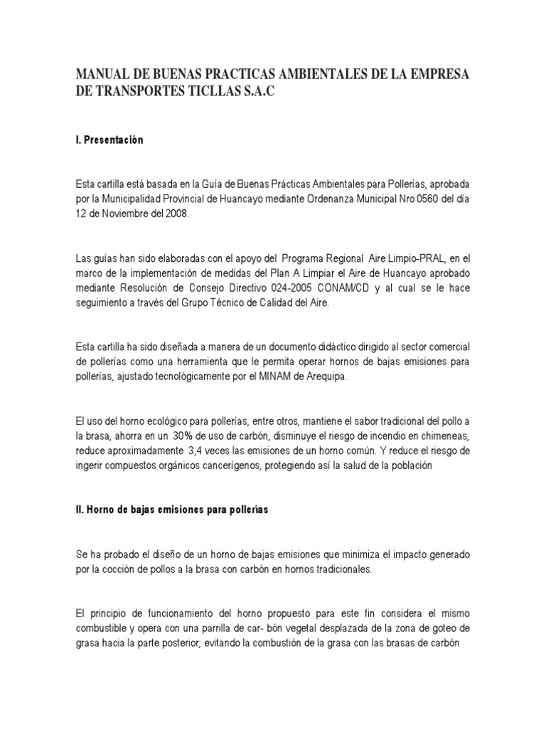 Manual de Buenas Practicas Ambientales de La Empresa de Transportes ...