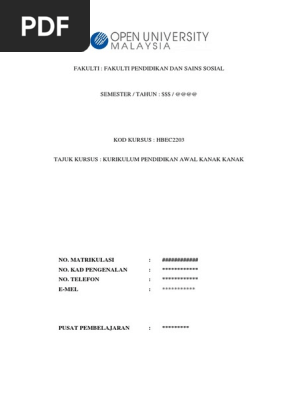 Assignment Oum Hbec2203 Kurikulum Pendidikan Awal Kanak Kanak