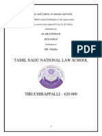Tamil Nadu National Law School: Rights and Liberty of Animals and Birds Submitted