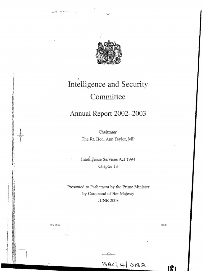 Annual Report on Intelligence 2002-03 | PDF | Mi5 | National Security