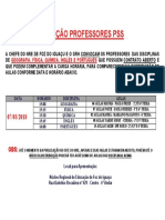 Distribuição de Aulas de Geografia - Física - Química - Inglês e Português - Pss 2018