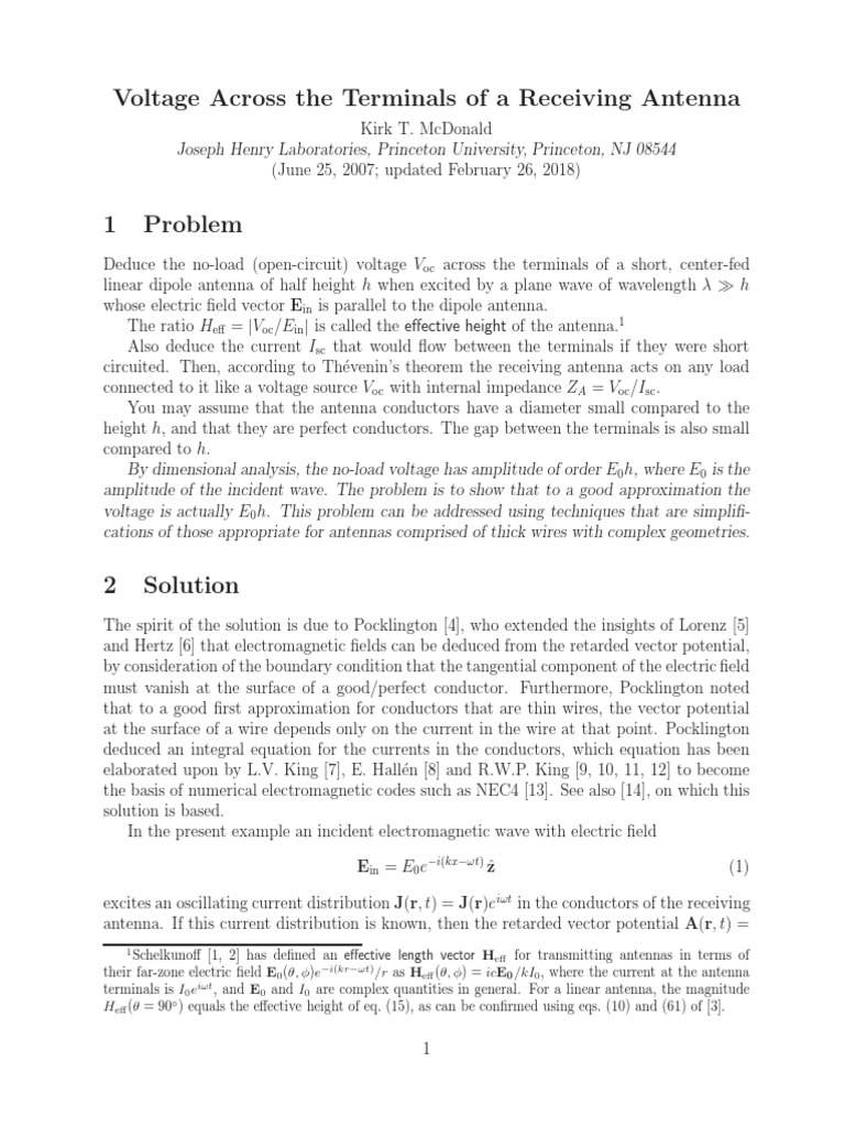 Voltage Across The Terminals of A Receiving Antenna | PDF | Antenna ...