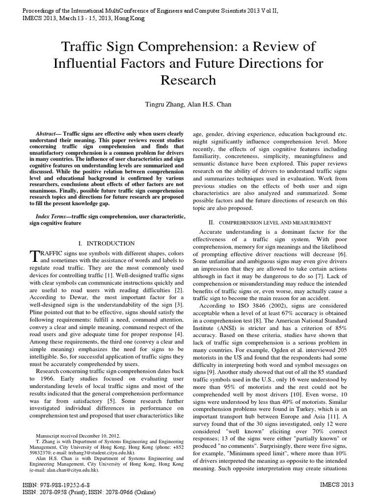 Traffic Sign Comprehension PDF | PDF | Reading Comprehension | Multiple ...