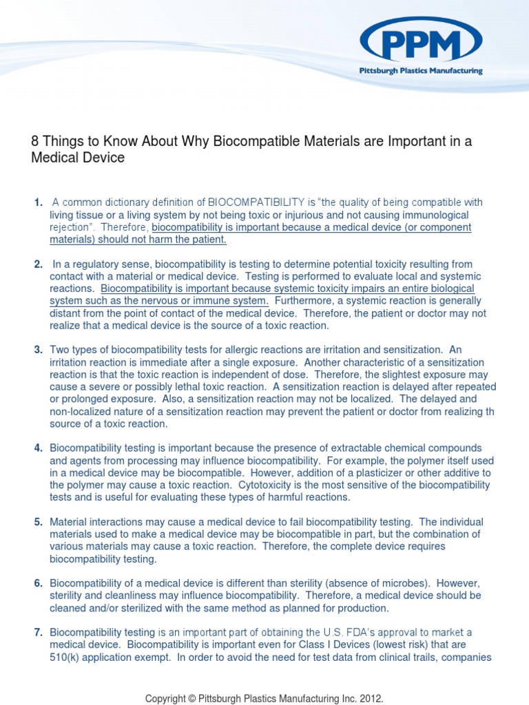 8 Things To Consider About Biocompatibility | PDF | Medical Device ...