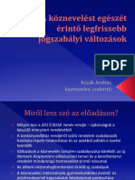 A Köznevelés Egészét Érintő Jogszabályi Változások (2017.05.23.) Kozák András