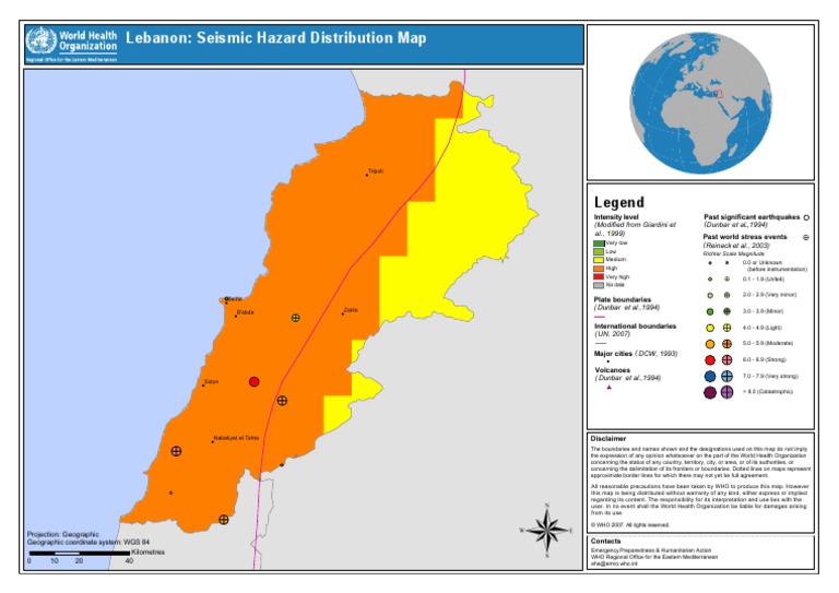 Carte Liban Risques Seismique Cle845e61 PDF Lebanon Earthquakes