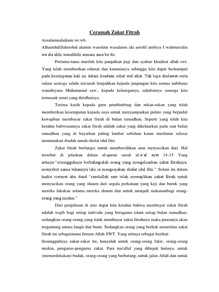 Ceramah Zakat Fitrah