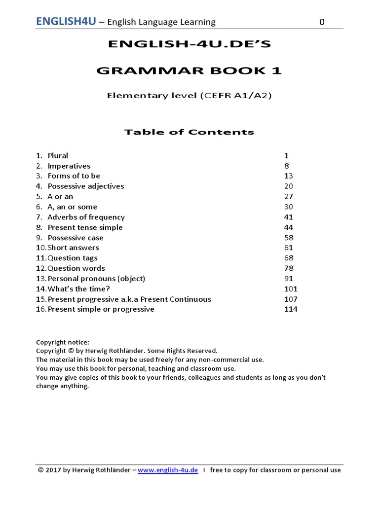 Grammar Book 1 | PDF | Plural | Grammatical Number