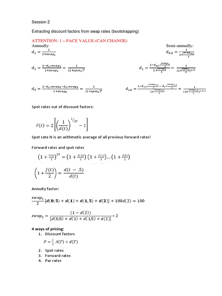 Bootstrapping Discount Factors from Swaps | PDF | Discounting ...