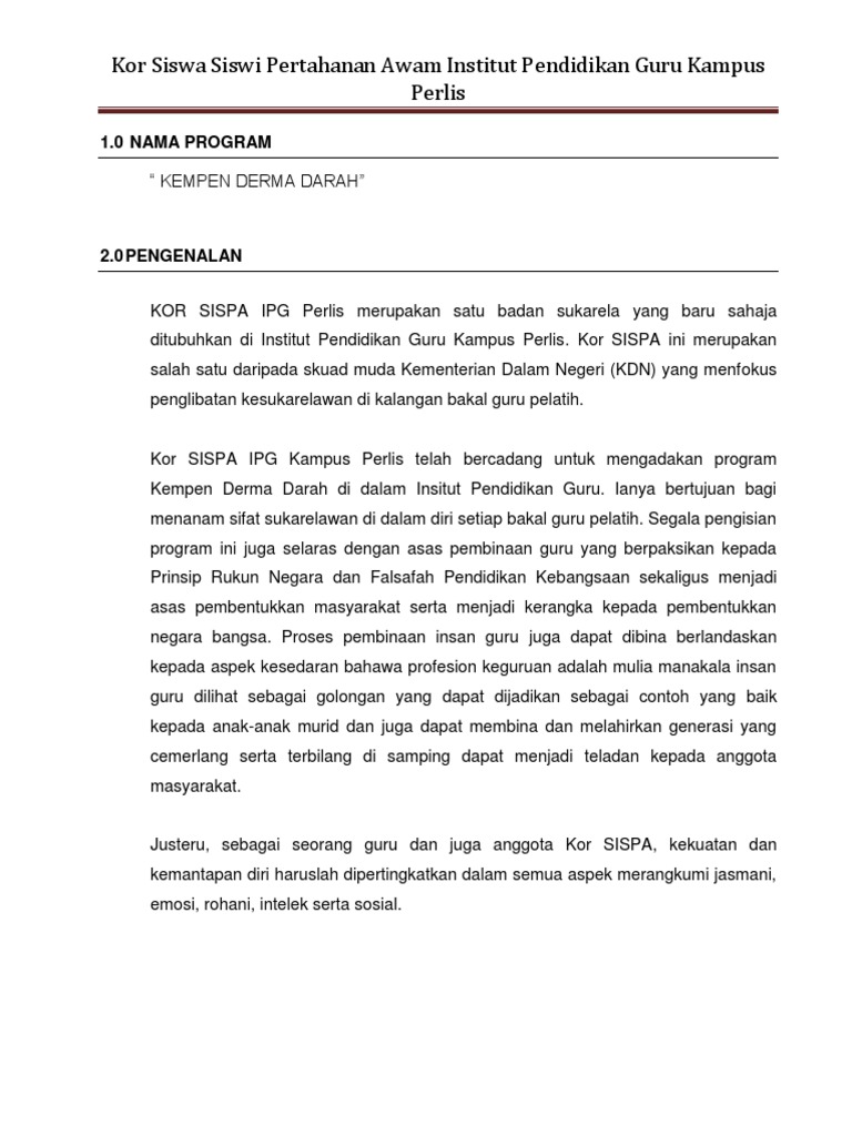 Paperwork Kempen Derma Darah Jpam Pdf