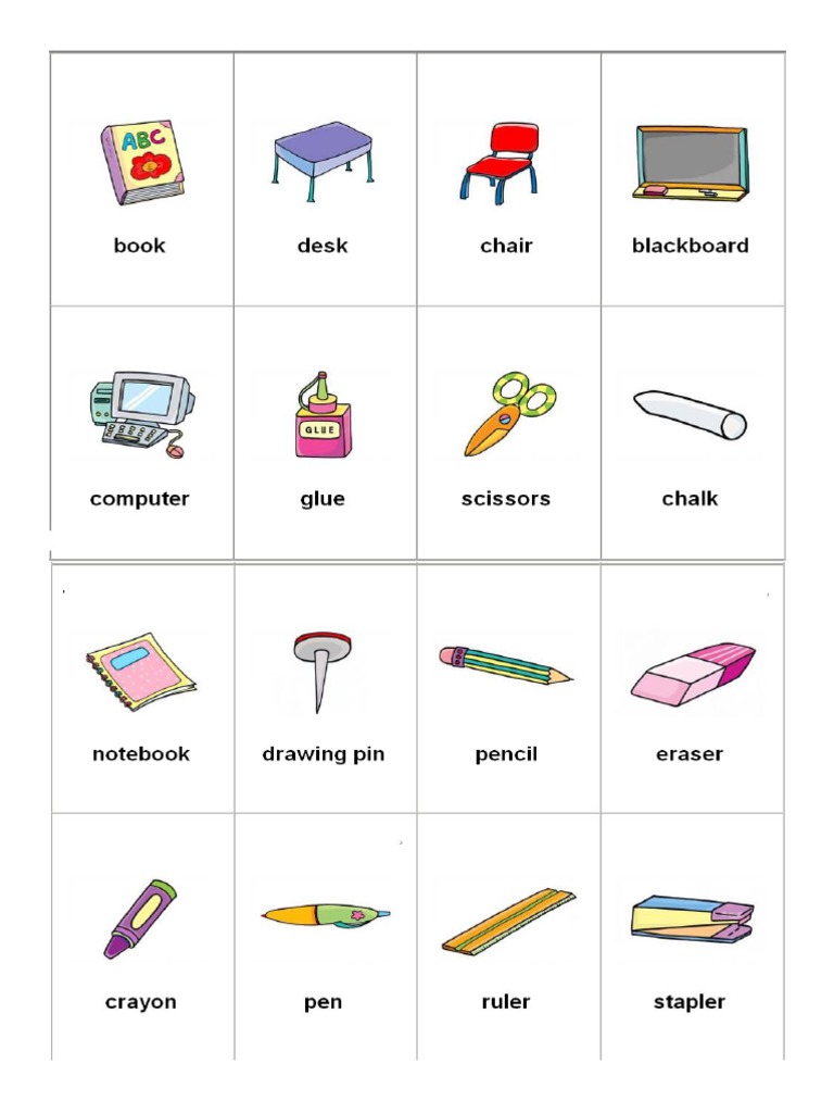 Vocabulario de útiles escolares en inglés | PDF | Home & Garden