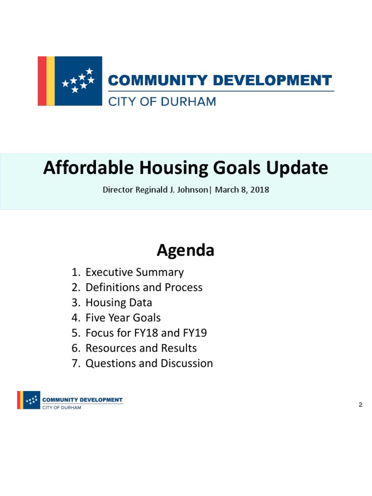 Durham Affordable Housing Goals Update | PDF | Affordable Housing | Poverty