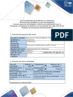 Guía de actividades y rúbrica de evaluación Fase 2 Preparar y presentar un informe con la solución de cada uno de los Modelos de Inventario Determinísticos.docx