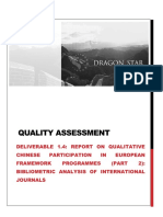 Report On Qualitative Chinese Participation in European Framework Programmes (Part 2) : Bibliometric Analysis of International Journals