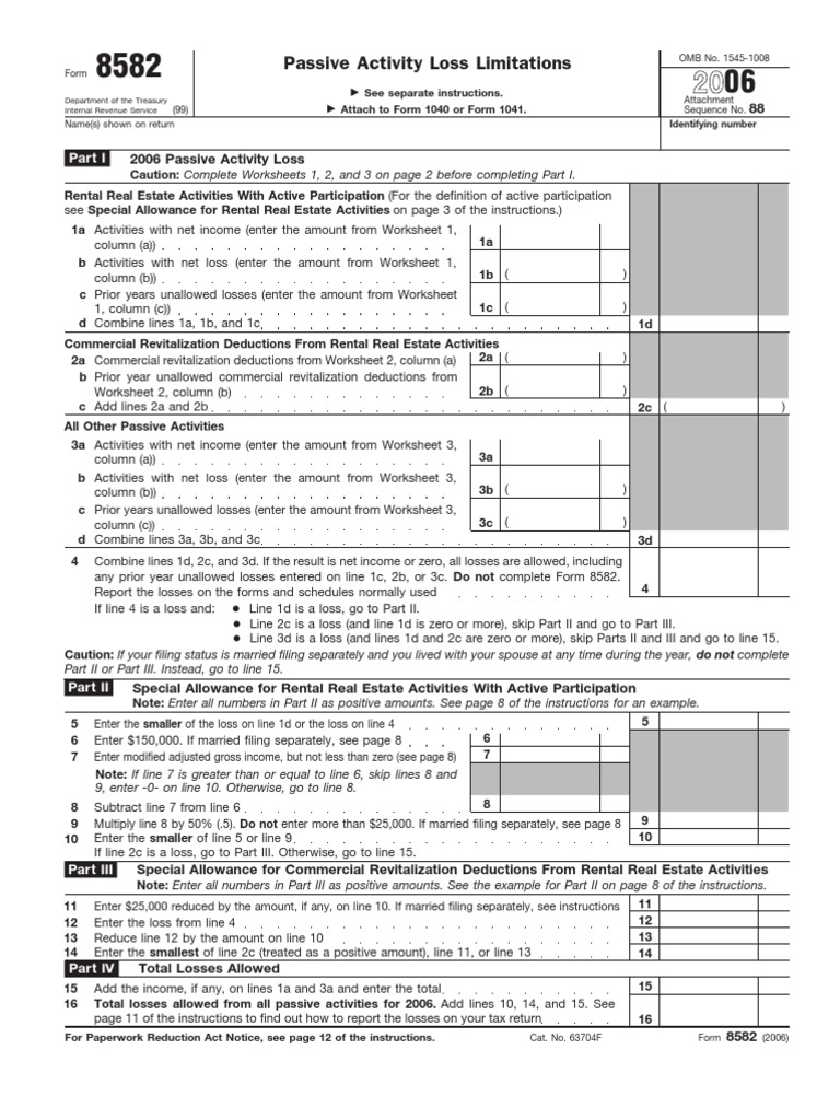 Passive Activity Loss Limitations: See Separate Instructions. Attach To ...