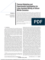 Thermal Modeling and Experimental Investigation For Laser Assisted Milling of Silicon Nitride Ceramics