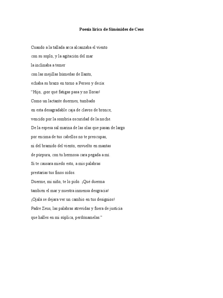 Poesia Lirica de Simonides de Ceos | PDF | Esparta | Agitación