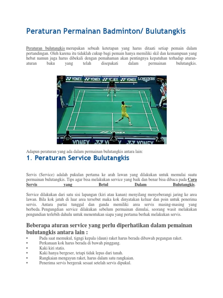 Peraturan Permainan Badminton Pdf