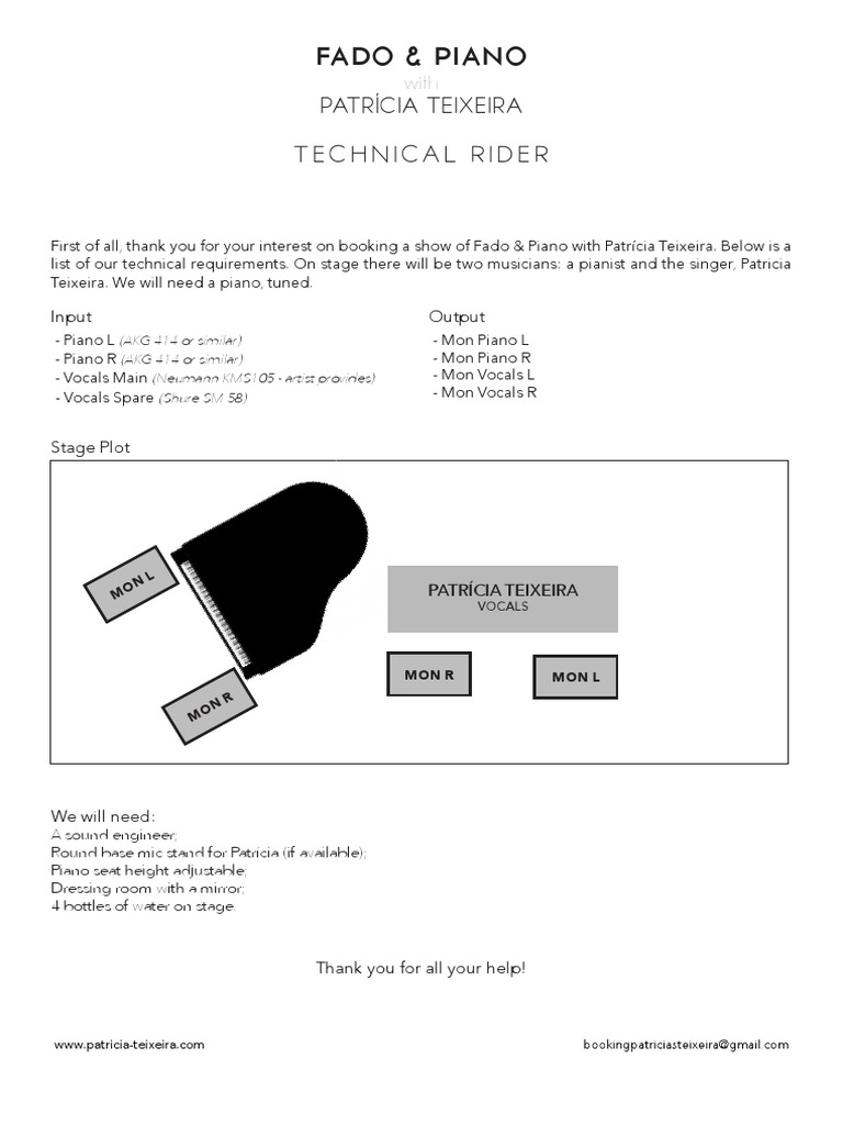 Fado & Piano Technical Rider | PDF