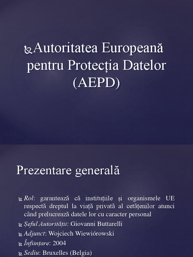 Dogaru Alexandru Autoritatea Europeana Pentru Protectia Datelor