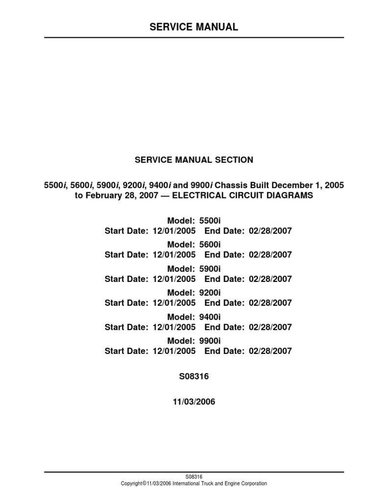 Dabf Wiring Diagram For A 2007 9200 International Truck Wiring