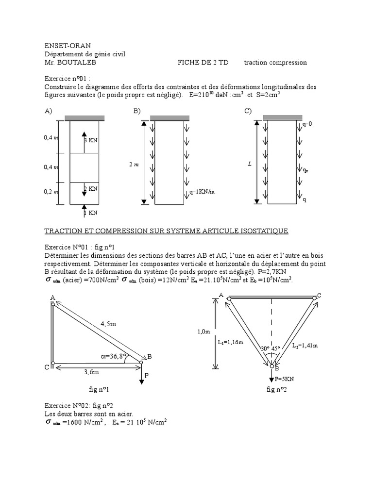 TD Traction Compression | PDF | Flexion (matériau) | Matériaux