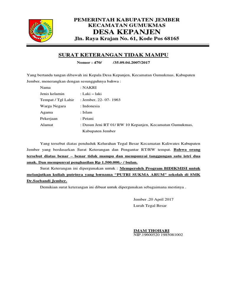 Contoh Surat Pernyataan Terlampir