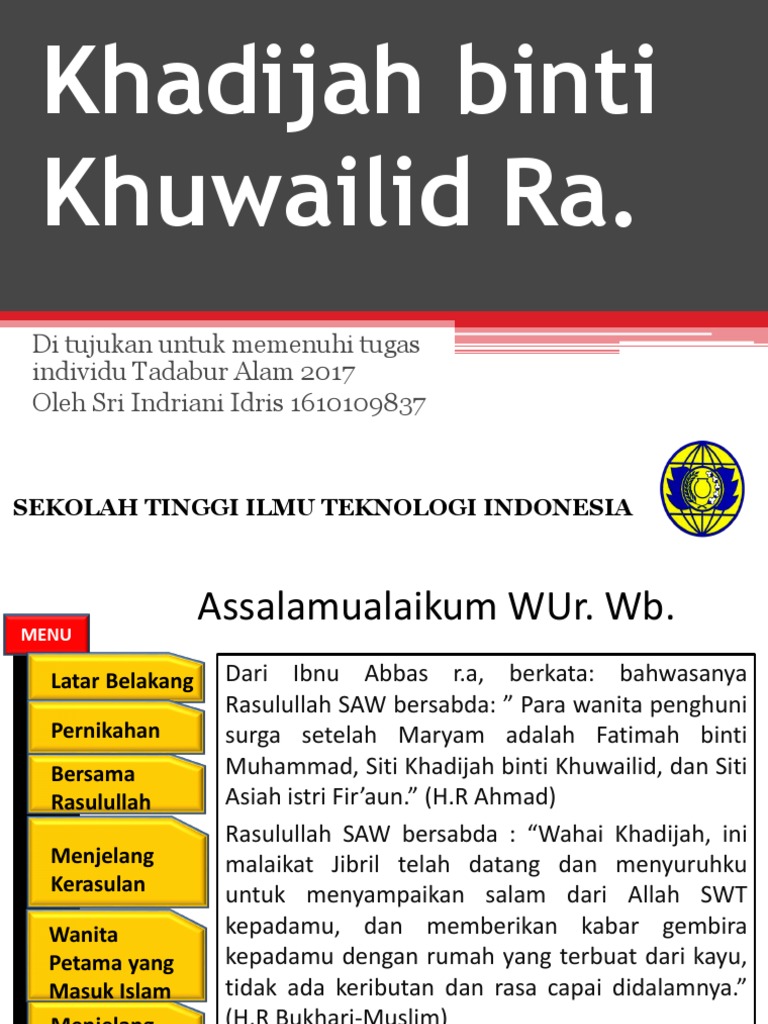 Khadijah Binti Khawailid Sri Indriani Idris Pdf