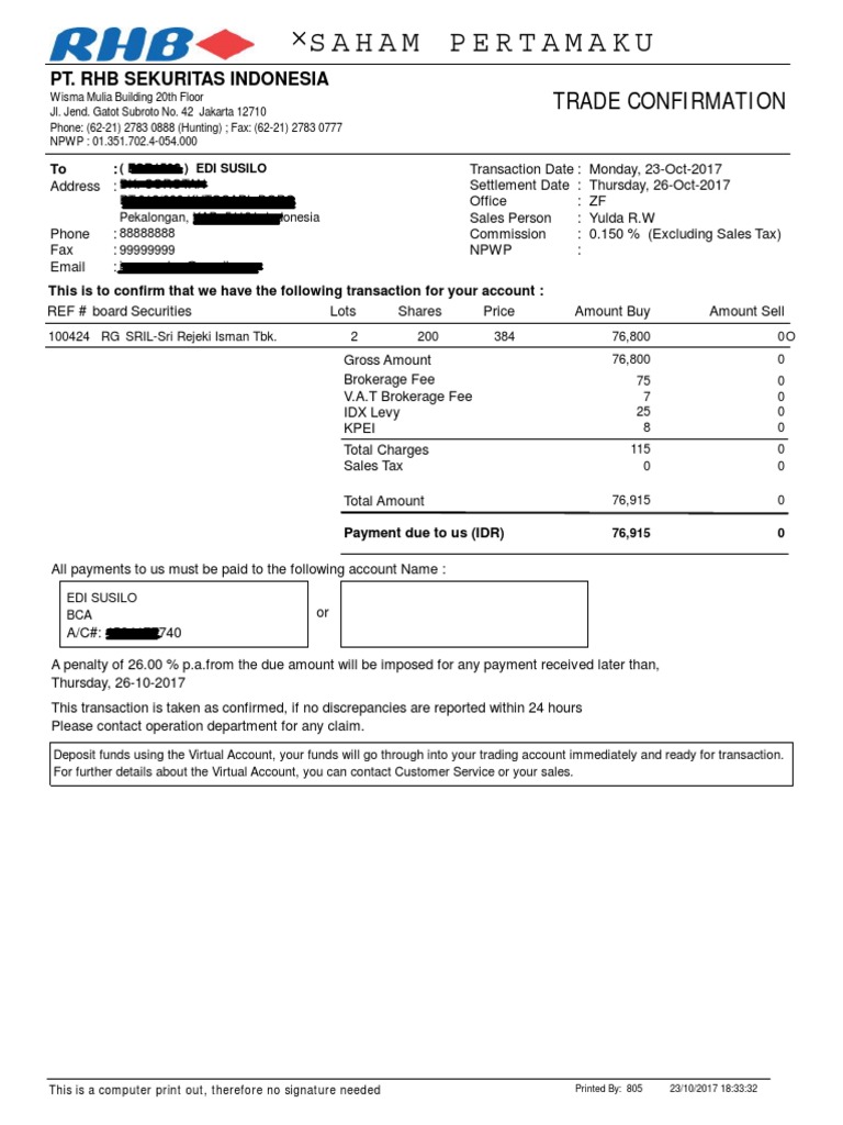 Transaction Confirmation Document | PDF | Microeconomics | Payments