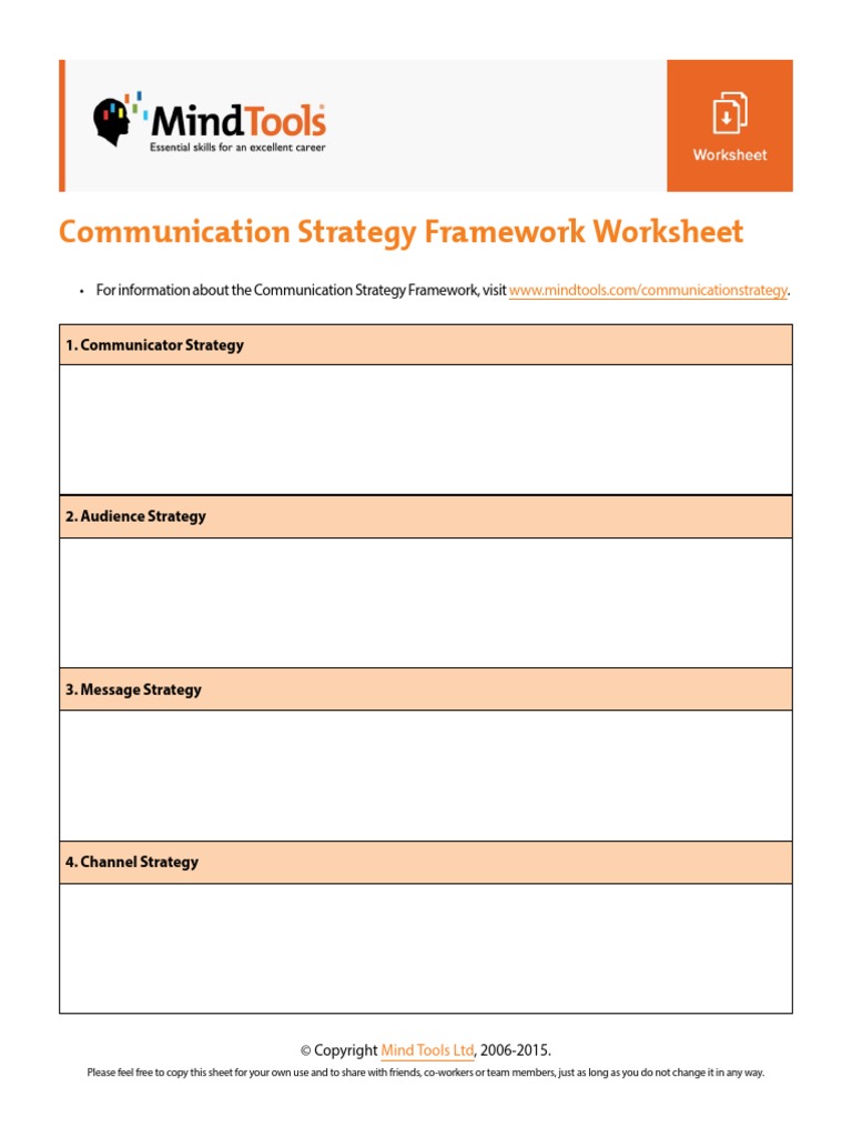 Communication Strategy Framework Worksheet | PDF