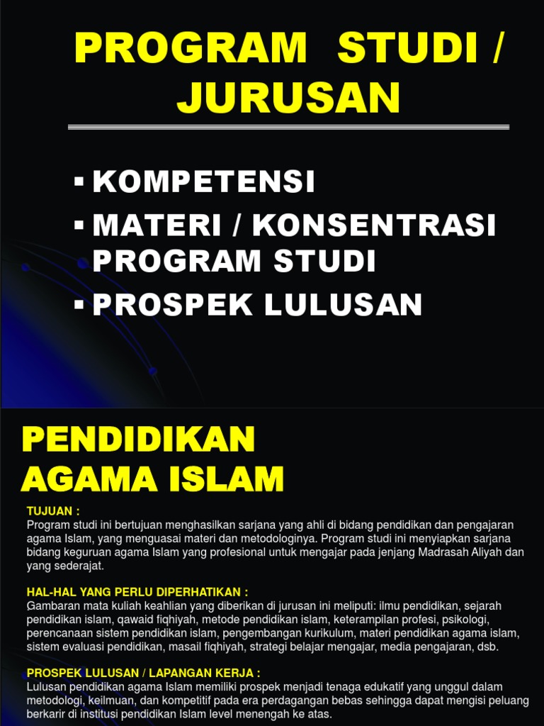 Program Studi Pendidikan Agama Islam | PDF | Karier & Perkembangan