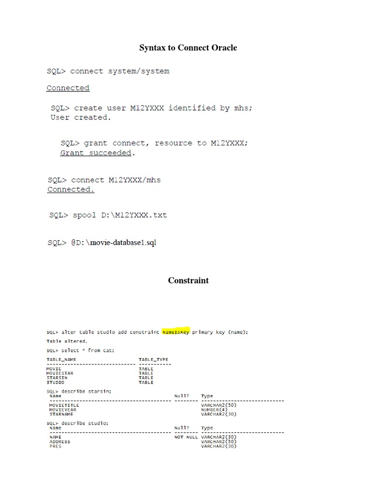 Syntax To Connect Oracle | PDF
