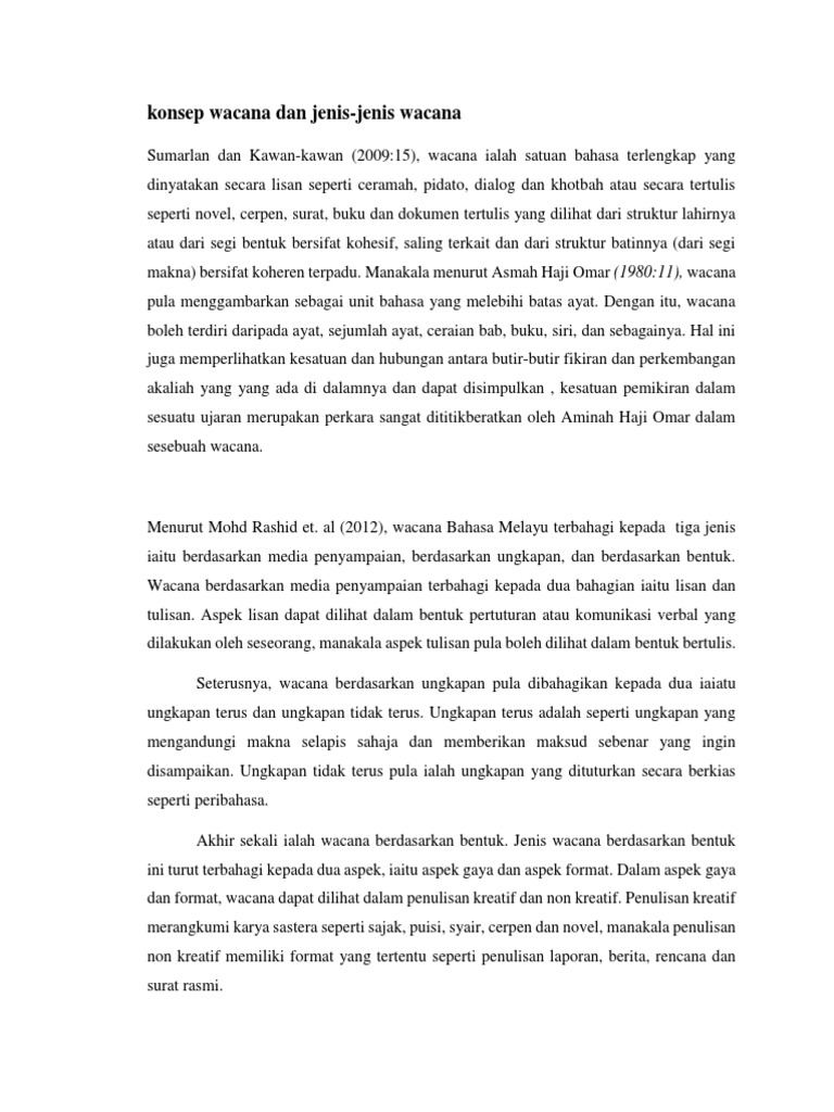 Konsep Dan Jenis Jenis Wacana Pdf