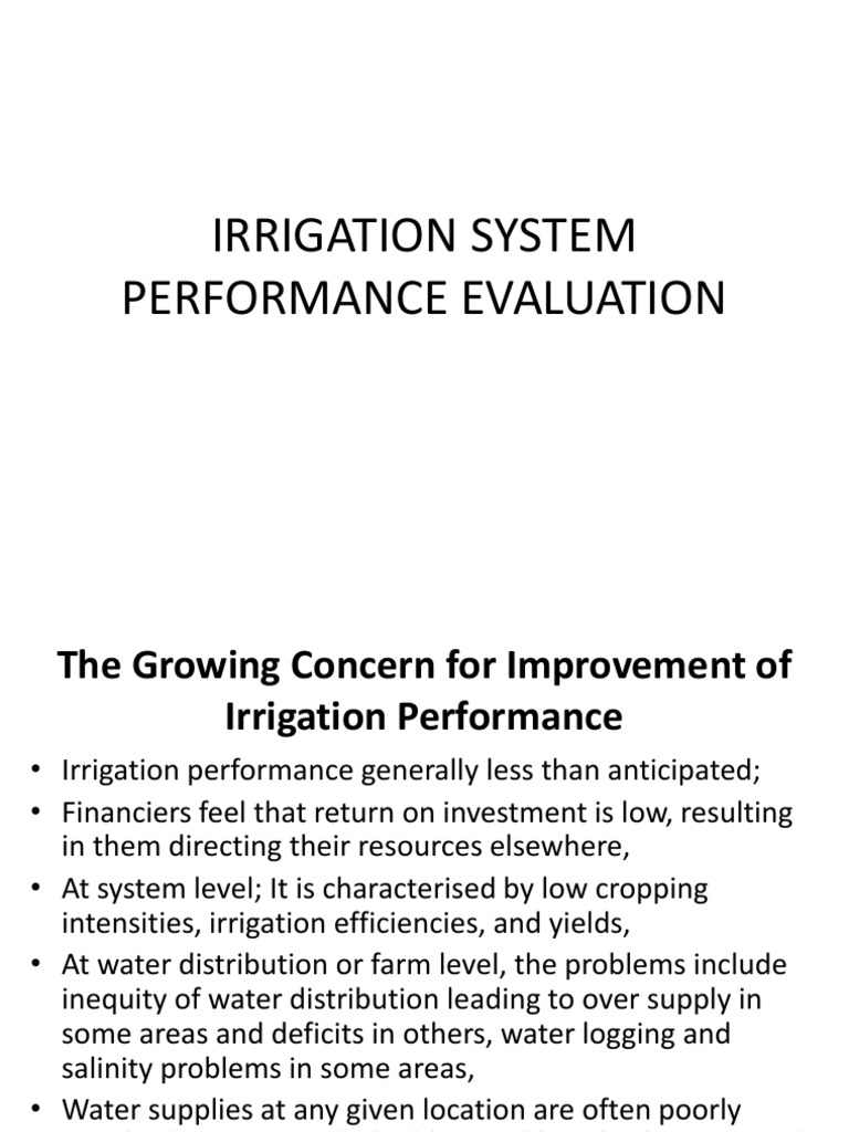 Irrigation System Performance Evaluation | PDF | Monitoring And ...