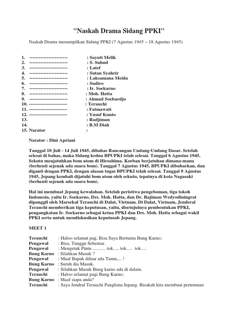 Gambar Naskah Drama Sidang Bpupki 2 Lengkap Berbagai Naskah - Riset