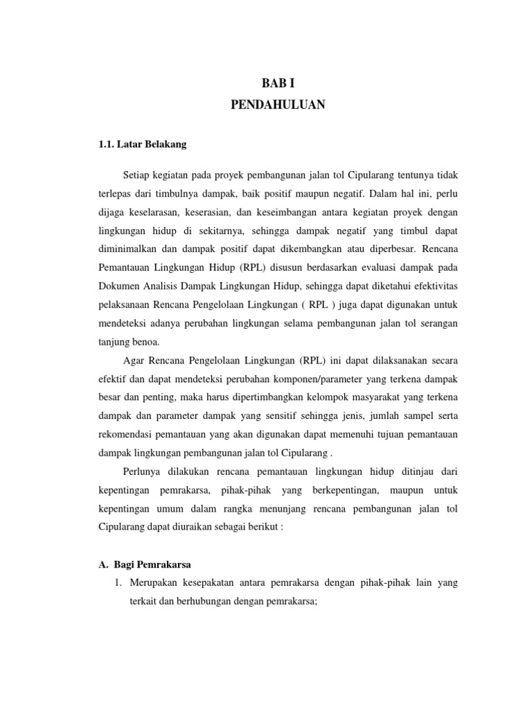 Urutan RKL dan RPL Konstruksi Tol | PDF