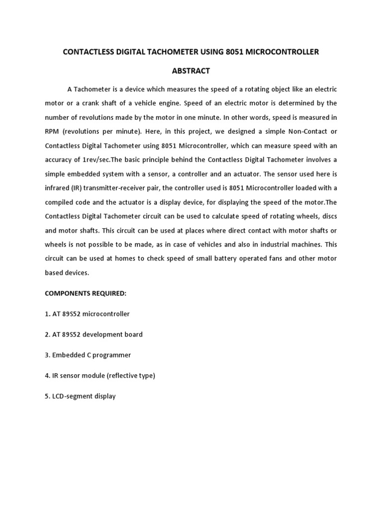 Contactless Digital Tachometer Using 8051 Microcontroller PDF