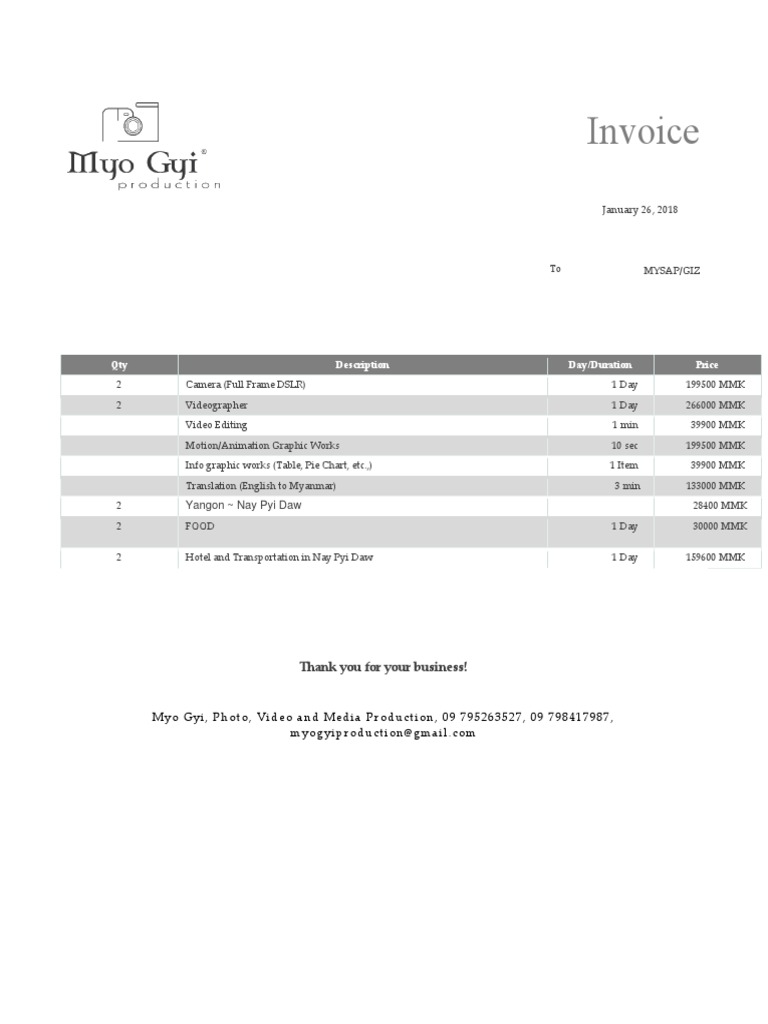 Invoice for Media Production Services | PDF