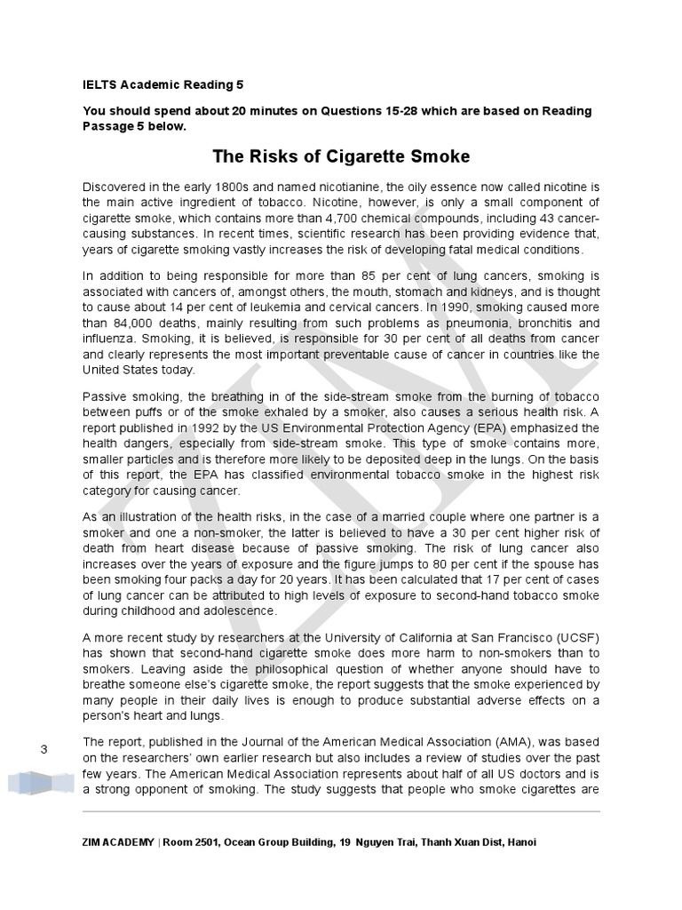 IELTS Academic Reading 5 PDF Tobacco Smoking Addiction