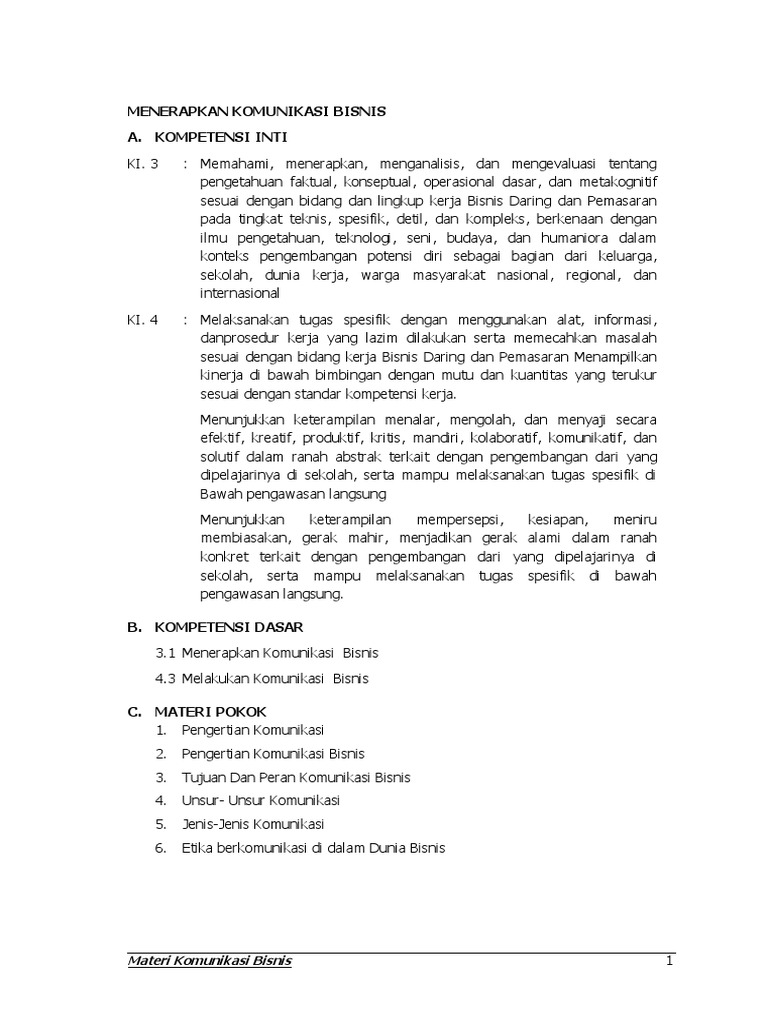 3 1 Menerapkan Komunikasi Bisnis