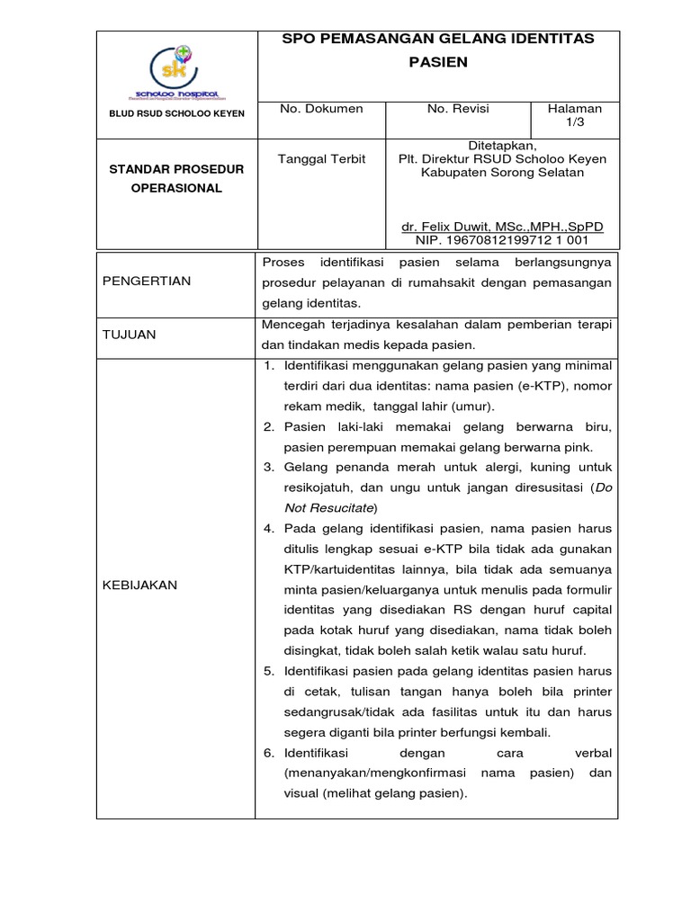 SPO Pemasangan  Gelang  Identitas Pasien  1  SPO Pemasangan  Gelang  Identitas Pasien  1