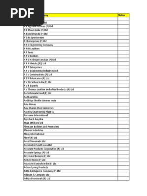 Pondy Manufacturing Xlsx