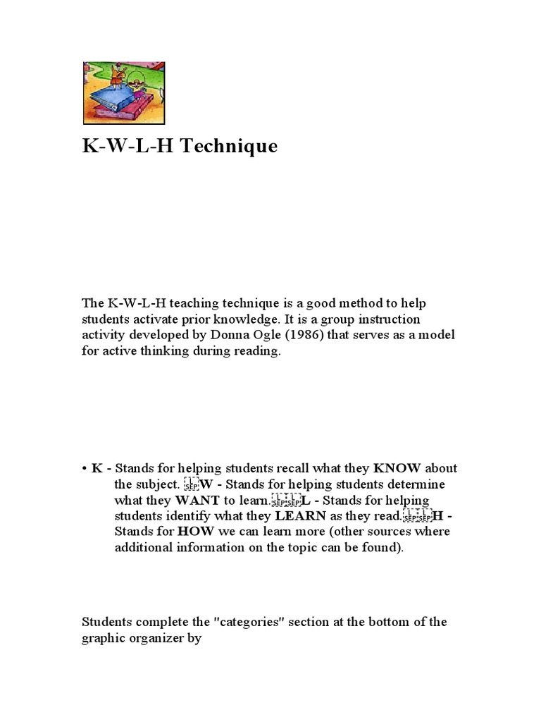 K-W-L-H Technique for Active Learning | PDF | Language Arts ...