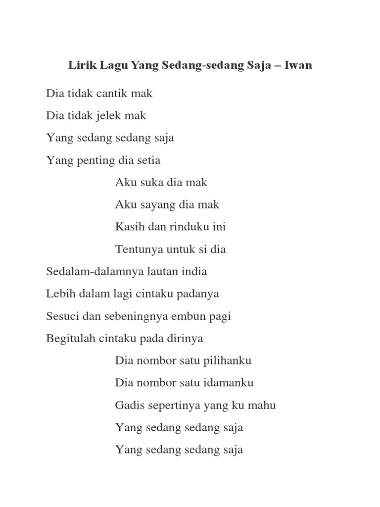 Lirik Lagu Yang Sedang