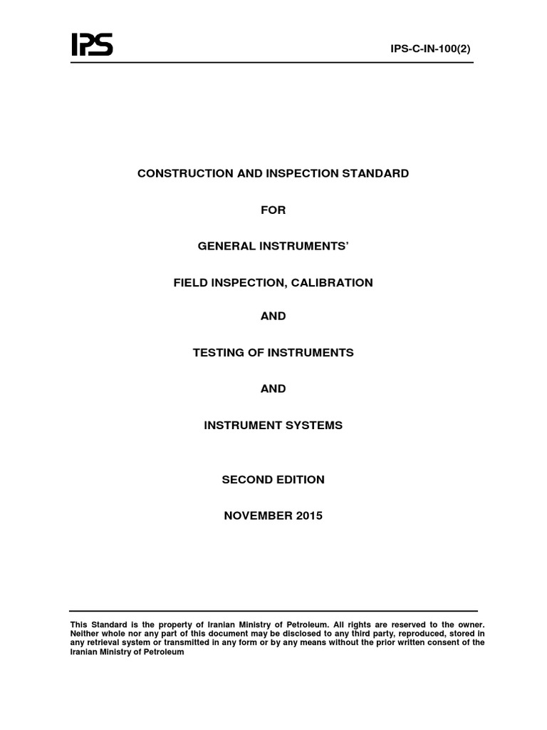 IPS Calibration and Inspection Standard | PDF | Calibration | Valve