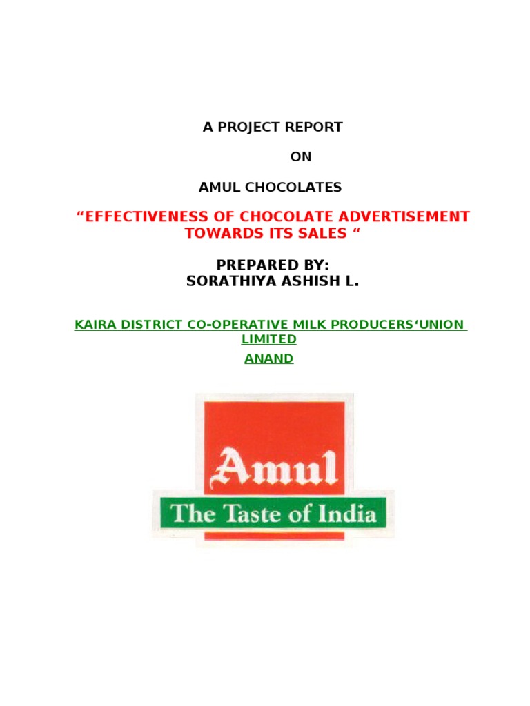 Amul Chocolates: Sales & Advertising Impact | PDF | Sampling ...